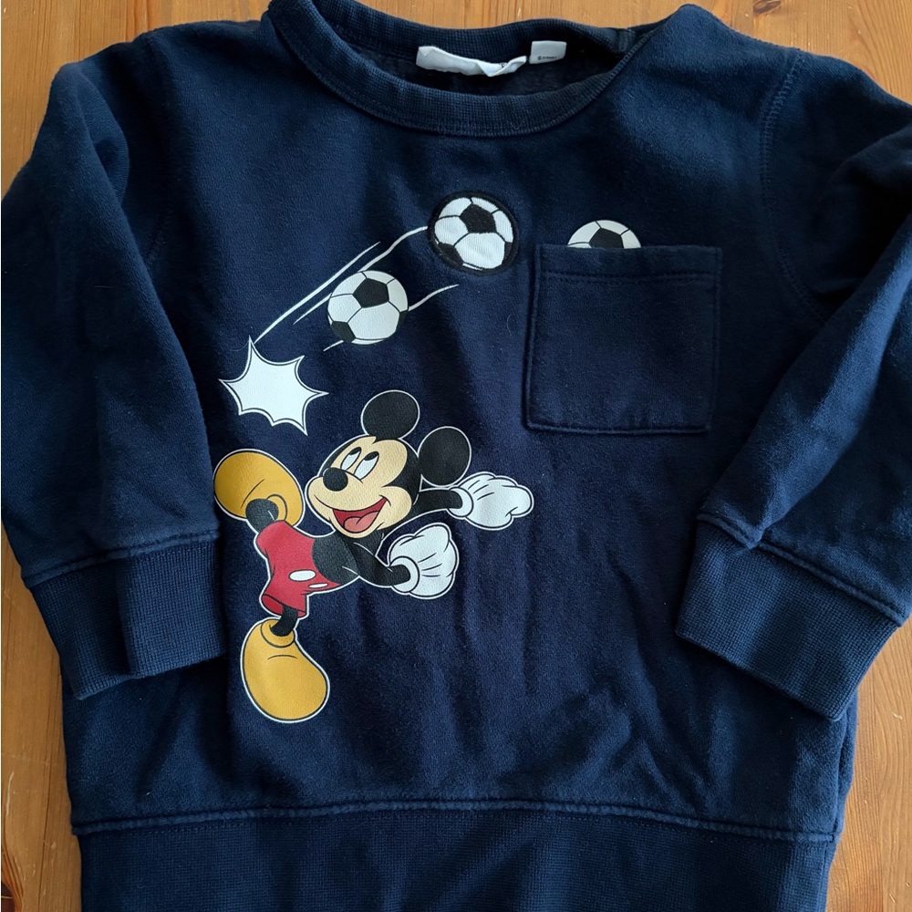Disney Baby Gap Navy Blue Mickey Mouse Soccer Sweatshirt